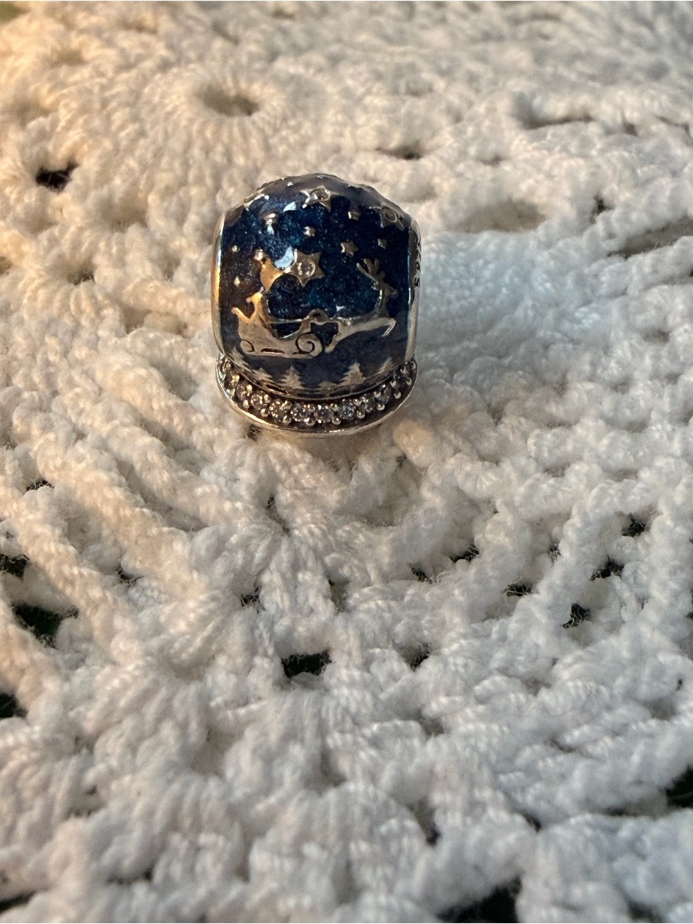 Pandora Sterling Silver Blue Enamel Starry Snow Dome Charm